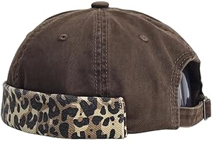 Mens Brimless Hat Leopard Docker Cap Rolled Cuff Beanie Cap Sailor Hat for Summer Camping Outdoor Activities