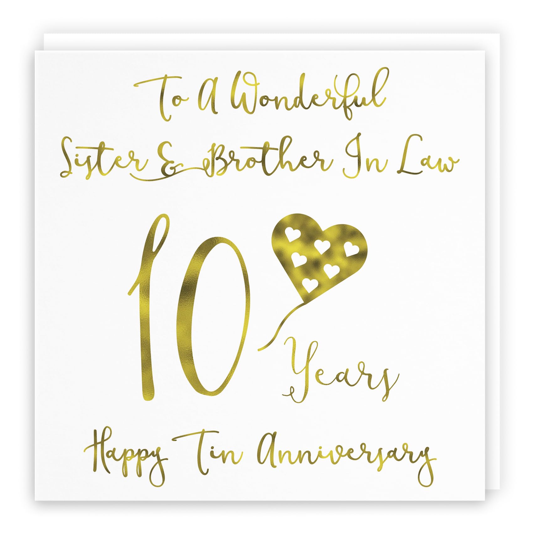 Hunts England - Sister And Brother In Law 10th Anniversary Card - To A Wonderful Sister & Brother In Law - 10 Years - Happy Tin Anniversary - Milano Collection — image 1