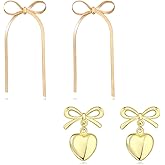 Bow Earrings for Women Long Tassel Chain Earrings Ribbon Stud Earrings Wedding Statement Jewelry Gift