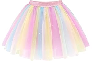 Stelle Tutu for Girls Sequin Skirt with Elastic Waist Layered Tulle Ballet Dance Princess Dress Birthday Outfit