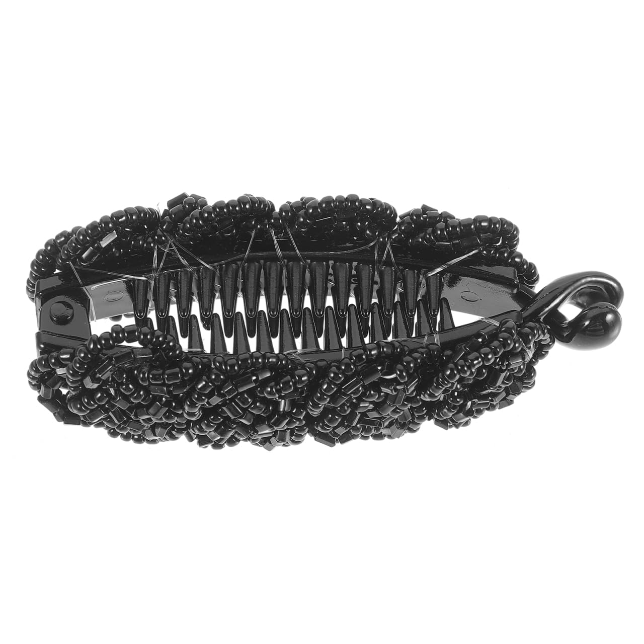 Lurrose Bead Banana Hair Clip Women Retro Fine Teeth Ponytail Holder Non-Slip Ponytail Hair Barrettes for Women Girls