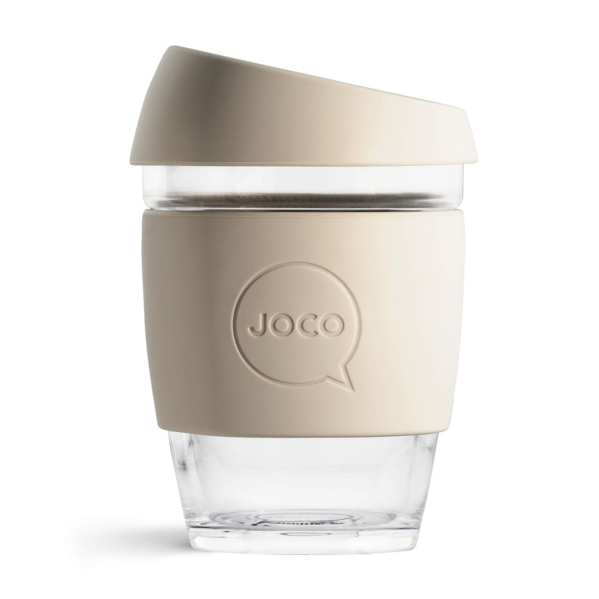 JOCO Glass Reusable Coffee Cup (Sandstone, 12 oz)