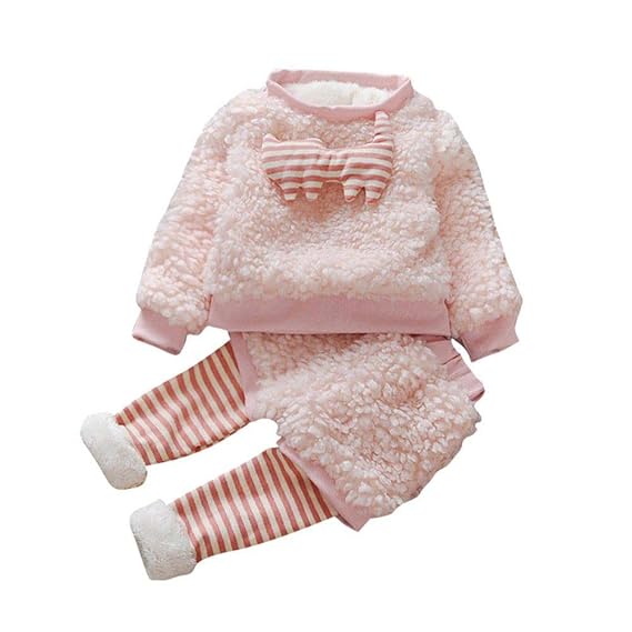 Gyratedream Mädchen Pullover Tops Hosen 2Pcs Kleidung Set Fleece Verdickung Sweatshirts Leggings Outfits für 0-3 Jahre Baby