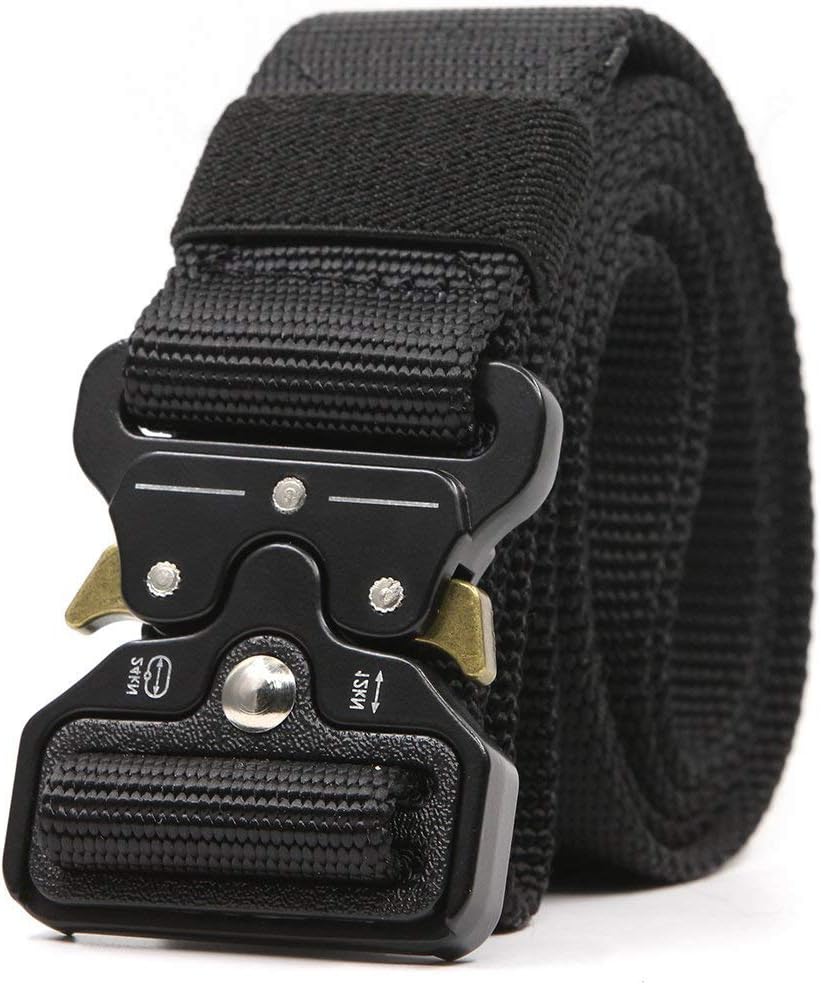 CHESSUN Men's Tactical Belt Heavy Duty with Quick Release Metal Buckle - 1 PLY 1.5" Nylon Heavy Duty Everyday Belt