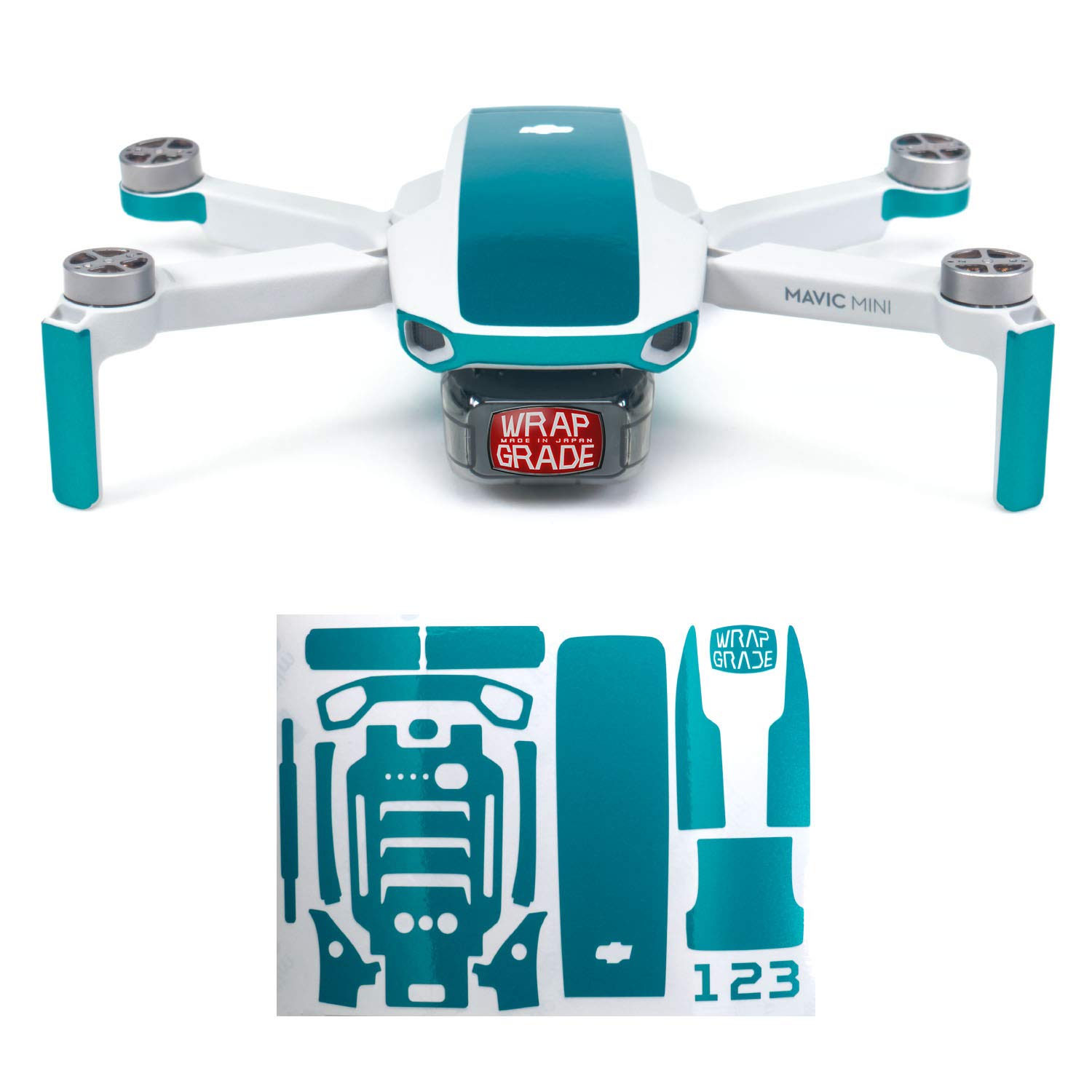 Wrapgrade Skin Sticker compatible with DJI Mavic Mini | Accent Color (CARIBBEAN BLUE)