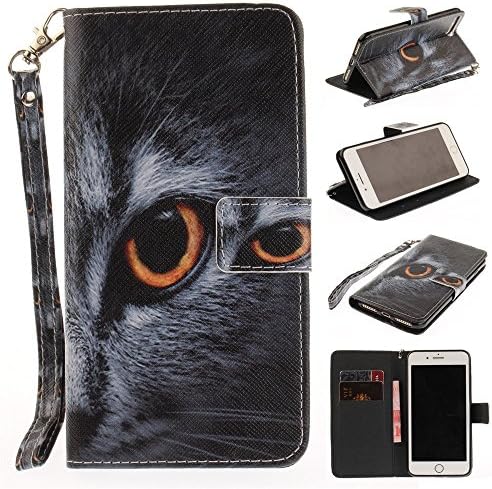 J7 V Case J7 Prime Case Galaxy Halo Wallet Case,Emily Fashion Mysterious Cat Synthetic Leather Flip Wallet Kickstand Cover Built-in Slots Case for Samsung Galaxy J7 V/J7 Prime/Halo