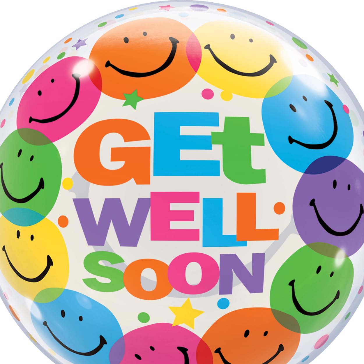 Qualatex 24906 Get Well Soon Smiling Face 22" Single Bubble Balloon