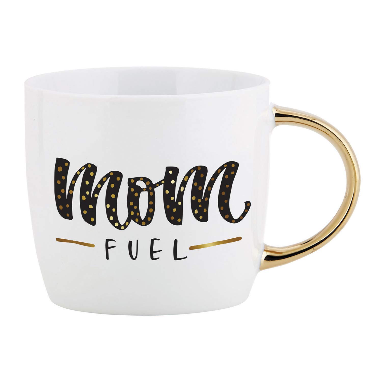 Santa Barbara Design Studio Sippin' Pretty Gift for Mom Girlfriend Friend Metallic Gold and White Stoneware Coffee Mug, 14-Ounce, Mom Fuel