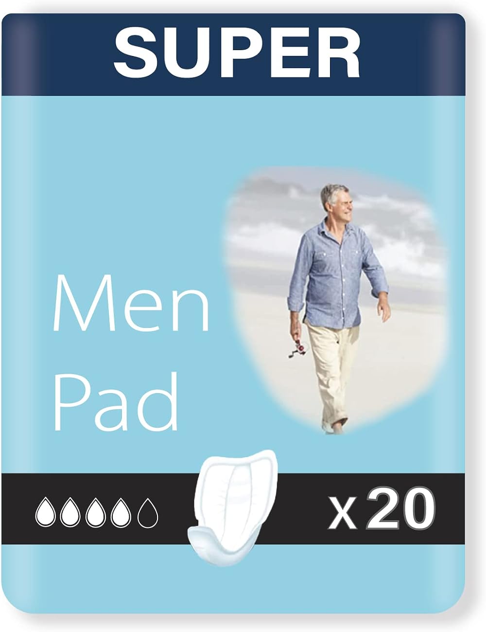 ViraCare 20 x Incontinence Pads for Men with Adhesive Strip - Anatomical Shaped