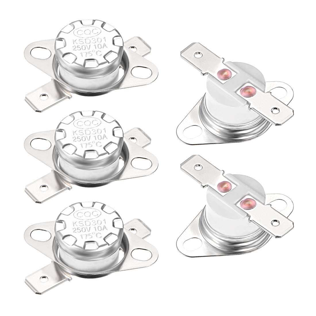 sourcing map KSD301 Thermostat 175°C/347°F 10A Normally Closed N.C Adjust Snap Disc Temperature Switch for Microwave,Oven,Coffee Maker 5pcs