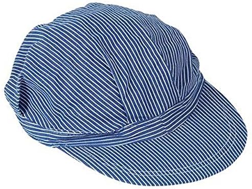 Cotton Engineer Conductor Hat Child Size Blue and White Stripe 1 Dozen