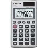 Casio HS-8VA Mini 6-Function Calculator | Large 8-digit LCD, solar with battery backup, portable pocket size standard function