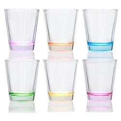 Encheng Colorful Shot Glasses Set of 6,Round 1.6oz