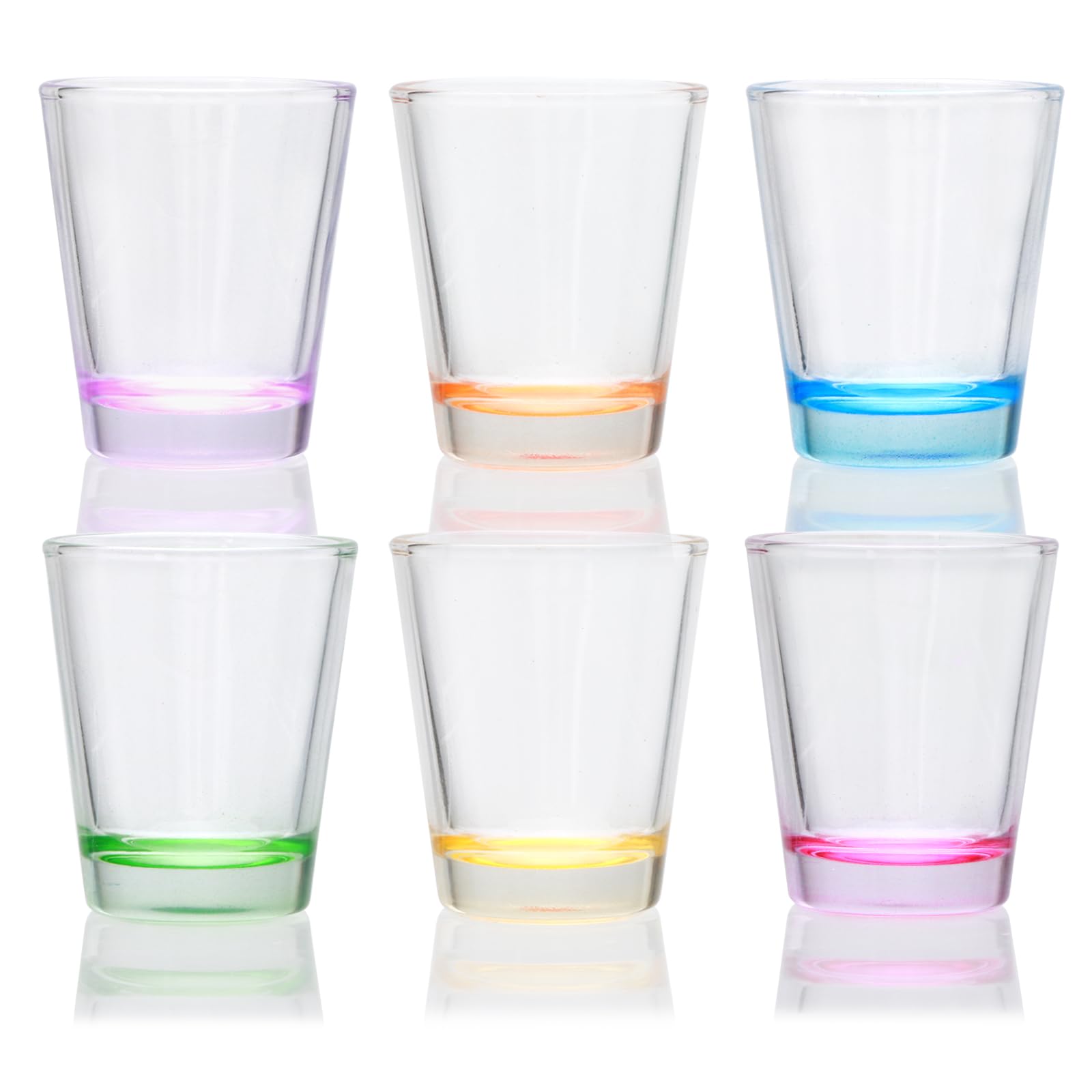 Encheng Colorful Shot Glasses Set of 6,Round 1.6oz