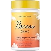 Recess Mood Powder, Calming Magnesium L-Threonate Blend with Passion Flower, L-Theanine, Electrolytes, Magnesium Calm Support Powder Supplement - Lemon Citrus 28 Serving Tub