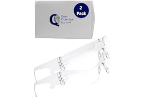 Quest Protective Apparel Safety Glasses for Men and Women - Anti Fog Safety Goggles for Shooting, Lab, or Construction – Polycarbonate Eye Protection [Clear & Pack of 2]