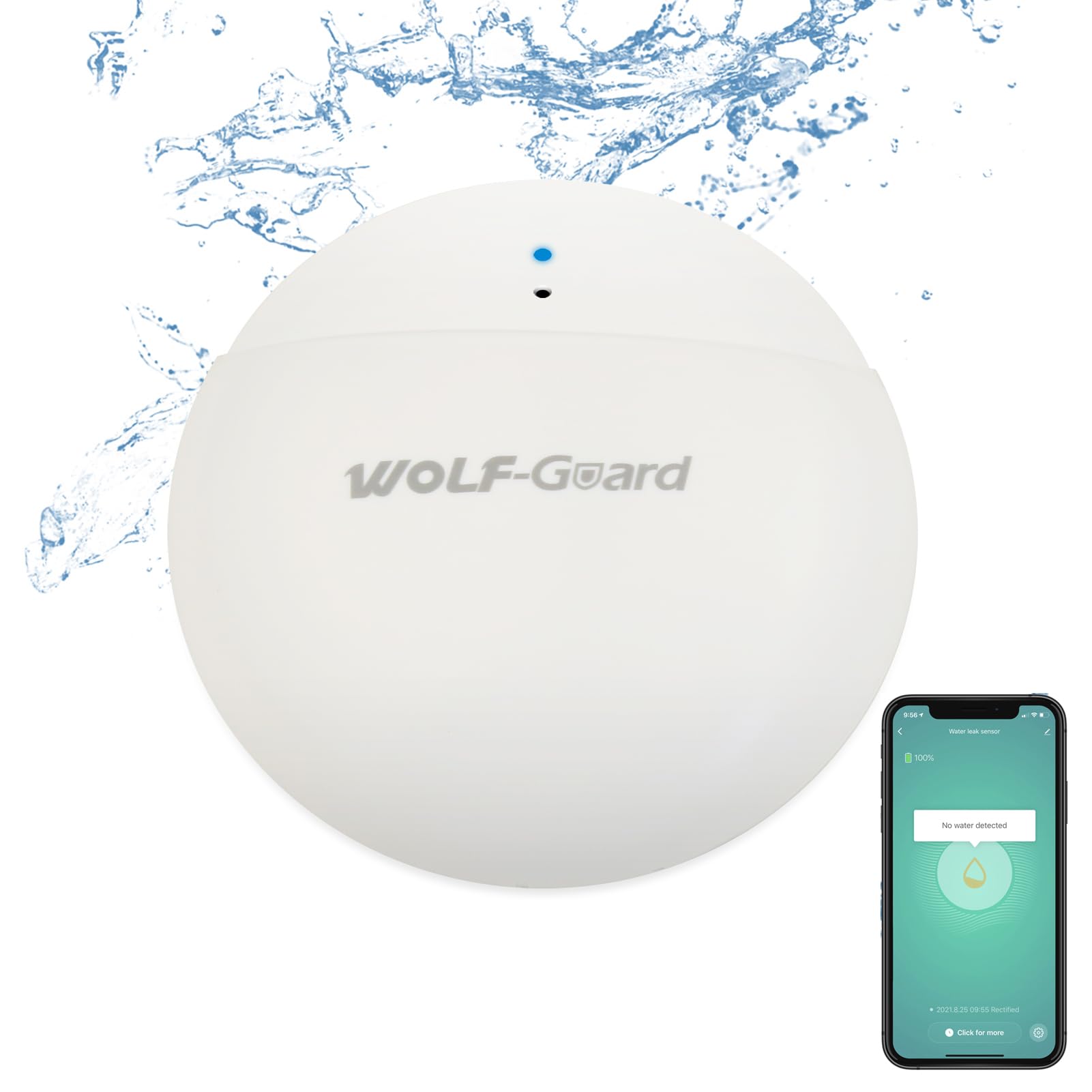 Wolf Guard SR-W04 Smart Wi-Fi Water Leak Detector, Avoid Water Leaks and Damage the Floor