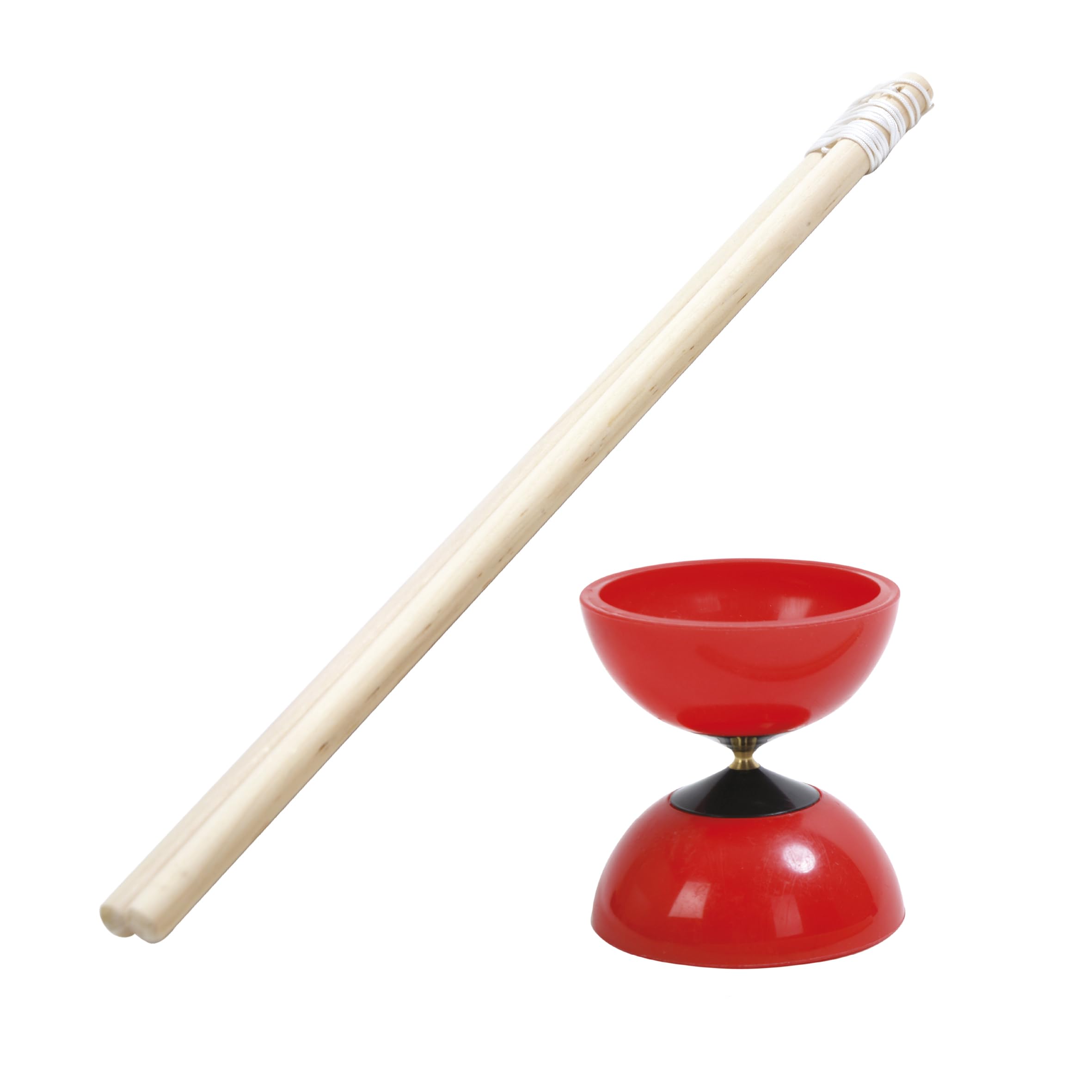 Schildkröt Funsports Diabolo, Made of Red Polyethylene Plastic, Metal Shaft, 2 Wood Poles, Includes Cord and Instructions, 970136