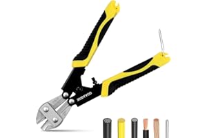 XUDYVCO Mini Bolt Cutters, Premium 8IN Heavy Duty Wire Cable Cutters with Non-Slip Handle, Multi-Function Wire Snips Pliers Clippers with Labor-Saving Spring Loaded for Chain Mesh Screw Fence Rivets