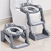 Potty Training Seat, Toddler Potty Training Toilet, Upgrade 2 In 1 Toddler Toilet Seat with Steps Stool Splash Guard and Anti-Slip Pad Soft Cushion, Potty Seats for Toddlers Baby Kids