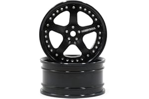 hobbysoul 2pcs RC 1/10 Aluminum Alloy Wheel Rims Hex 12mm Adjustable Offset Black Color Fit 1:10 RC On Road Drift Touring Car Tires