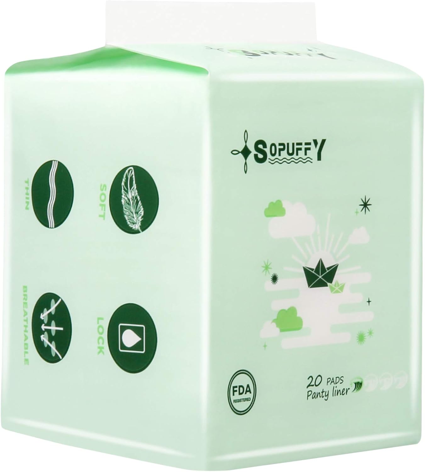 Sopuffy New Technology Fiber Panty Liner, Ultra Thin Sanitary Napkins, 20 Count (Pack of 1): Health & Personal Care