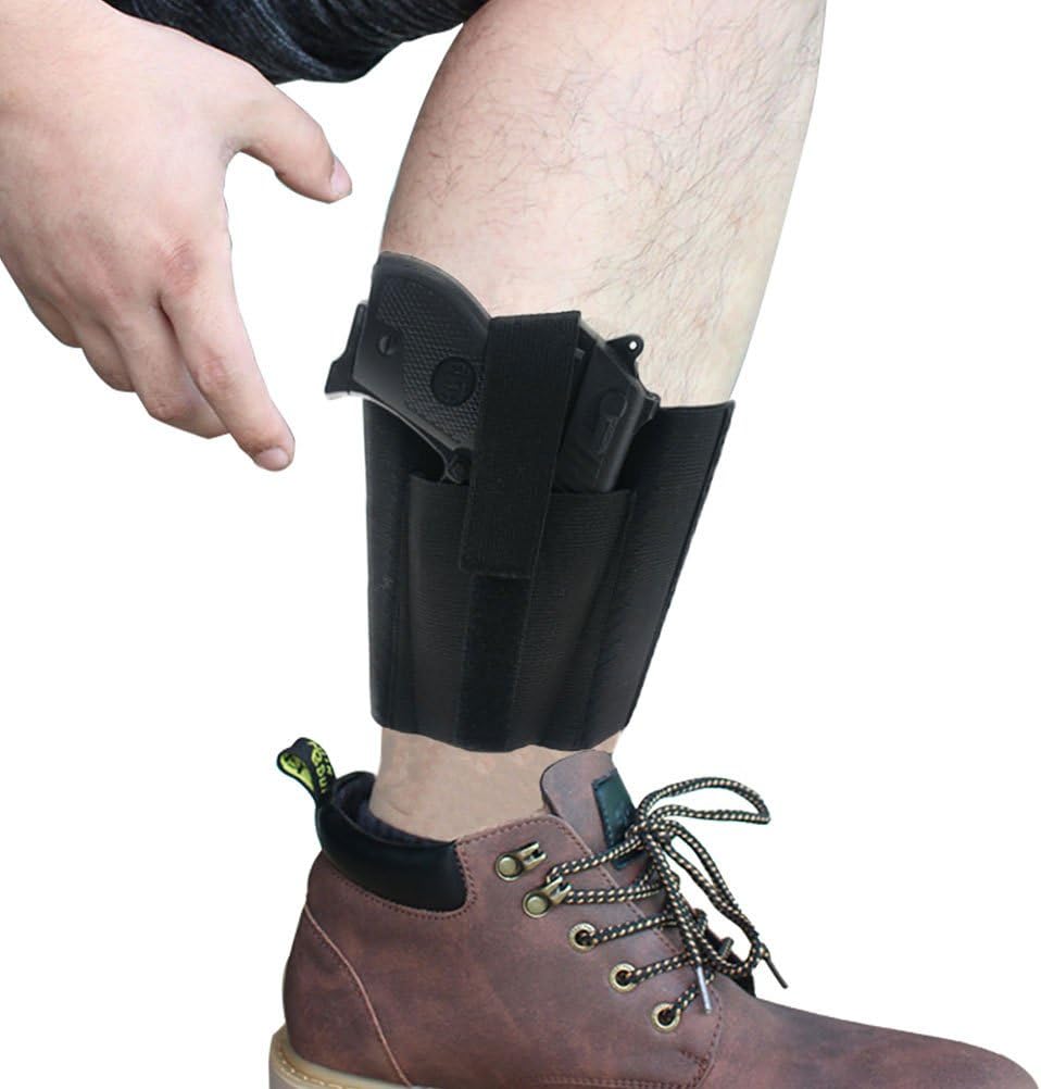 CREATRILL Ankle Holster with Padding for Concealed Carry with Elastic Secure Strap Pistol Concealment for Women Men Fits for Small to Medium Frame Pistols and Revolvor, Black