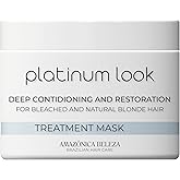 AMAZÓNICA BELEZA AMABELLE Platinum Look Blonde Hair Mask, Deep Restoration, Neutralize Brassiness and Boost Vitality after One Use, for All Blonde Hair, 10 Oz