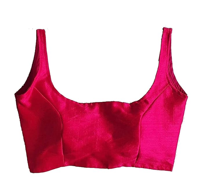 Women's Fancy Designer Round Deep Neck sleeveless ready to wear fitt blouse (4 inch extra margin in all blouse) Pink
