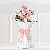 Pink Bow Vase for Home Decor 7.1 Inch Cute Coquette Gifts for Women Girls Shabby Chic Decorative Ceramic Hand Made Vases for 