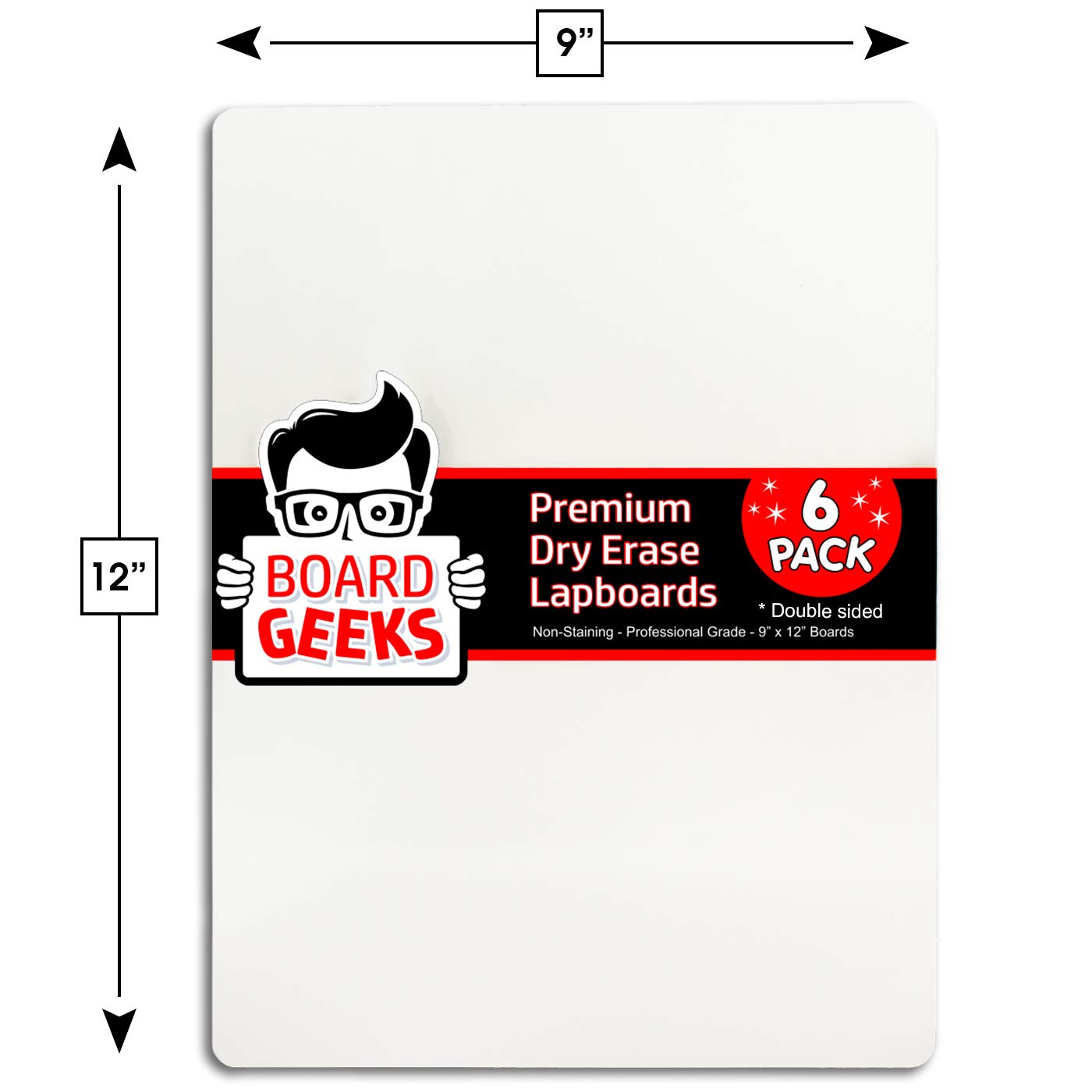 Board Geeks Dry Erase Lapboard 9 x 12 inch Large 6 Pack double-sided Whiteboard - White boards set great for Teachers, Students, Children, Classroom and school supplies for kids: Industrial & Scientific