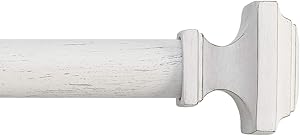 MODE Farmhouse Collection Single Curtain Rod Set with Cottage Square Finials - 36 to 72 in, White