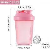 KANGSIT Protein Shaker Bottle 400ml with Stainless Steel Ball Leakproof BPA Free view 2