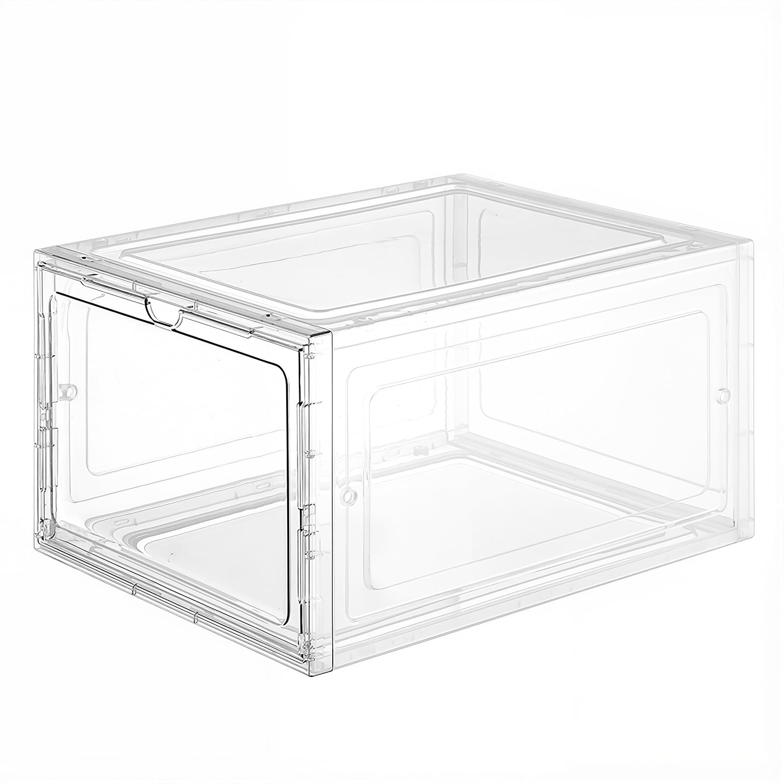 Photo 1 of GUDEMAY Clear Shoe Storage Boxes Stackable – Acrylic Shoe Box Organizer with Drop Front, Thicken & Sturdy Shoe Boxes for Kids Shoe Storage, Assemble Shoe Drawer Organizer, 1 Pack