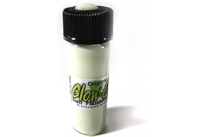 GLOW-ON SUPER PHOSPHORESCENT Glow-On Original, White Color and Green Glow, Gun Night Sights. Medium Size 4.6 ml Vial. Concentrated, Bright Long Lasting Luminescence.