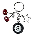 spansee 8 Ball keychain, Cherry Keychain, Eight Ball Keychain with Star, Pool Ball Keychain, Creative Key Chain