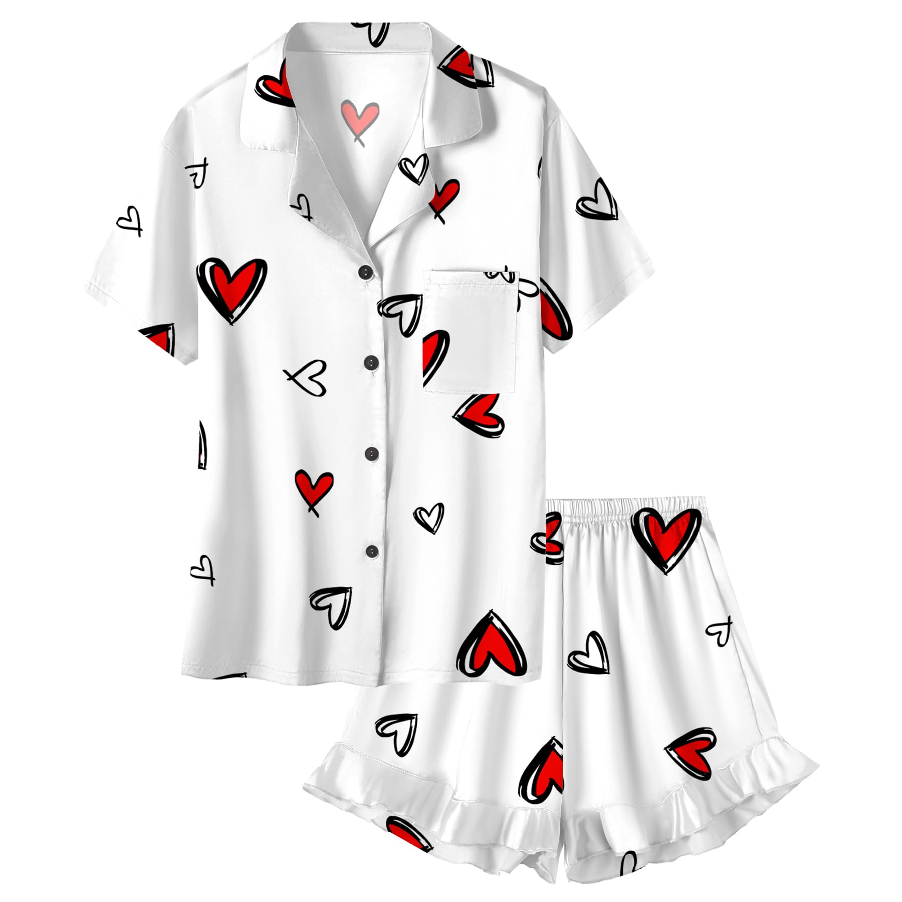 Umeyda Girls Satin Silky Collar V Neck Ruffle Short