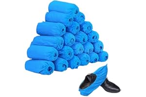 QIANLI 100pcs (50 Pairs) Non-woven Fabric Disposable Shoes Covers Elastic Band Breathable Dustproof Anti-slip Shoe Covers(Blue)
