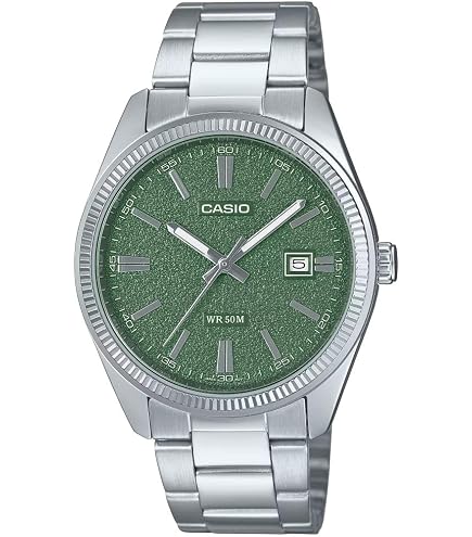 Amazon.com: Casio Gents Watch Teal Dial Silver Band, Teal, Sport