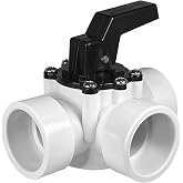 FibroPool 3-Way Diverter Valve - Slip Fit Locking Handle - 1.5 in - PVC | Female Ports, 150 psi Max, ABS Housing, 3 Ports, For Above Ground And Inground Pools, Serviceable Top Access