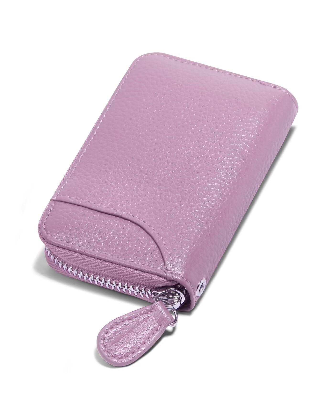Womens Credit Card Holder Small Rfid Blocking Ladies Wallet with Stainless Steel Zipper Excellent Genuine Leather Accordion Wallets Case for Women ID Compact Slim Blocked Zip Accordian Cards Purple