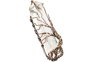 TUMBEELLUWA Stone Point Tree of Life Pendant Necklace,Raw Crystal Healing Wire Wrapped Chakra Handmade Jewelry for Women Men