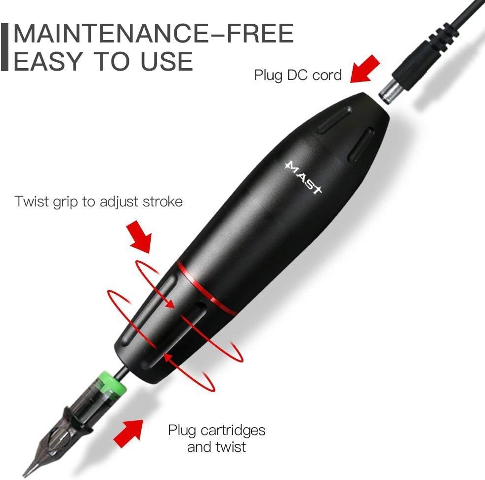 Dragonhawk Beginner Tattoo Kit Atom2 Pro Cordless Tattoo Gun Machine Pen Complete Tattoo Kit 7 Strokes 2.4-4.2mm - Image 3
