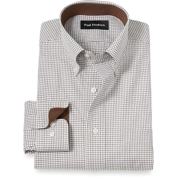 Amazon.com: Paul Fredrick Men's Slim Fit Non-Iron Cotton Stripe Dress Shirt  Black 14.5" Neck 32" Sleeve : Clothing, Shoes & Jewelry