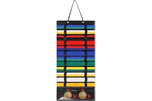 Klmnop 12 Belts Karate Belt Display Rack, Felt Hanging Martial Arts Belts Holder with PVC Medals Pocket, Taekwondo Belt Display for Martial Arts Learners