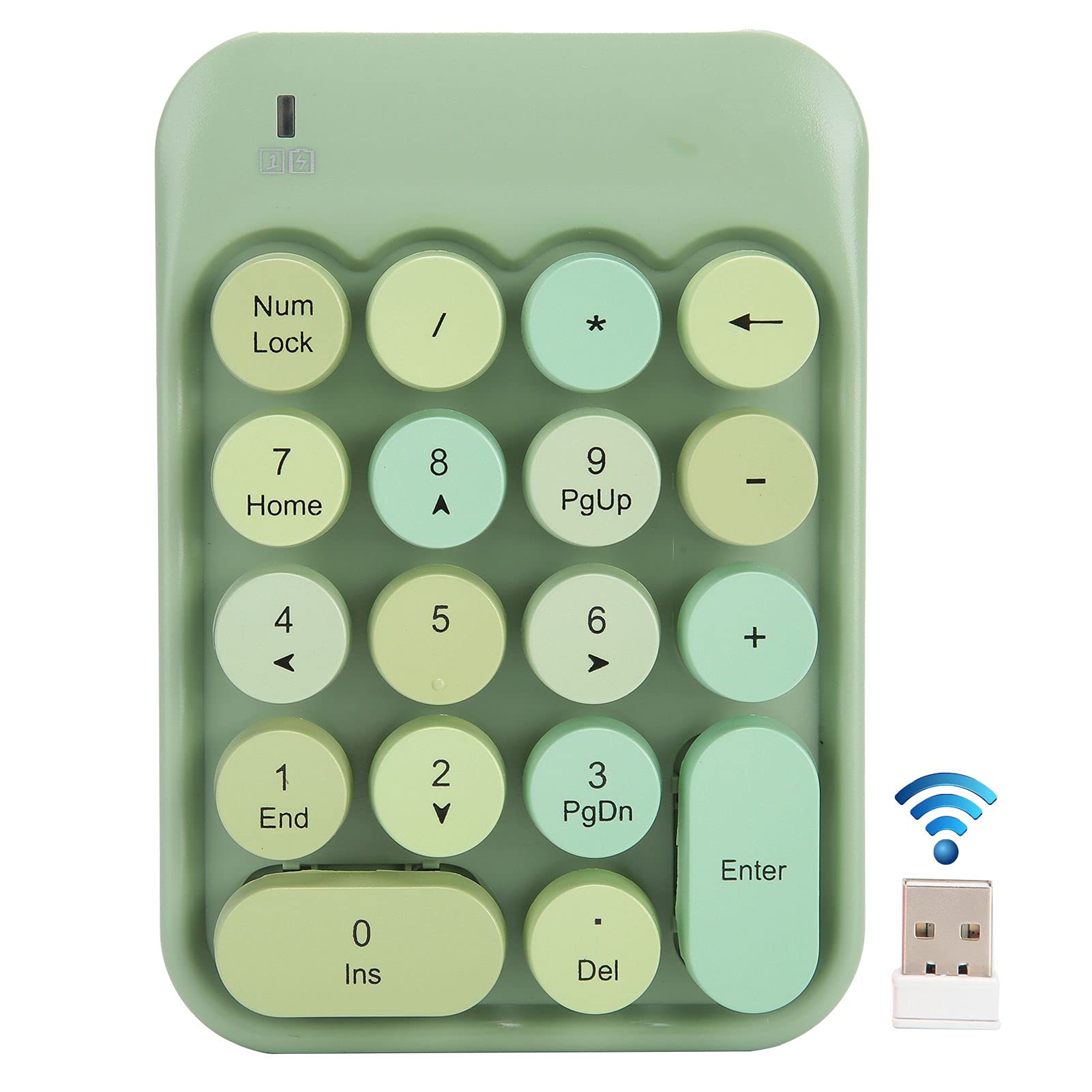 fasient1 2.4G Numeric Keypad,18 Keys Wireless Numeric Keypad Keyboard with USB Receiver Silent Number Pad Numerical Numpad for XP/Win7/Win8/Win10/IOS(Green)
