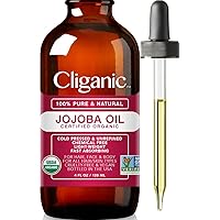 Cliganic USDA Organic Jojoba Oil, 100% Pure (4oz) | Moisturizing Oil for Face, Hair, Skin & Nails | Natural Cold Pressed Hexa