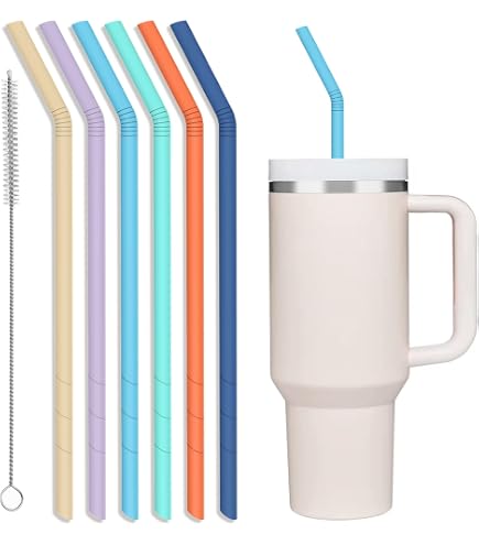 thumbnail image 2 of 4 Sets Replacement Straw Compatible With Stanley 30 Oz, 360° Bendable Silicone Reusable Bent Straws For Stanley 30oz, Bottle Flexible Straws Accessories For Stanley Bendy Jug Replacement Parts (Pink 2 of 11