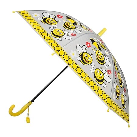 EZ Life Kids Umbrella for Rain & Sun Protection - Girls - Boys - Yellow - Bee