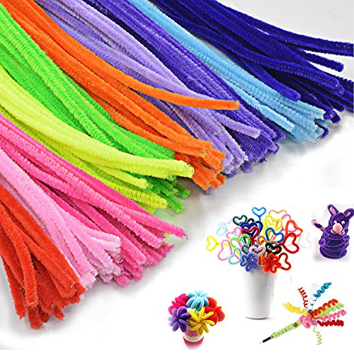 baotongle 1000Pcs Pipe Cleaners Chenille Stem 6mm x 12 Inch Reusable Craft Bendable Twistable 200 Pipe Cleaners, 200 Pom Poms, 600 Wiggle Eyes in a Box Children Puzzle Kindergarten Handmade DIY Art